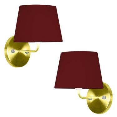 Imagem de Kit 2 Arandela Dourado De Cupula Tradicional Vermelho - MARRYLUZ