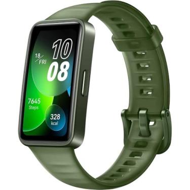 Imagem de HUAWEI Watch Band 8 Smartwatch AMOLED de 1,45 polegadas com pulseira de silicone vida útil da bateria de 14 dias, monitoramento cardíaco, à prova d'água – verde esmeralda