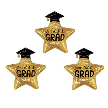 Imagem de Dzrige Graduation Balloons Congrats Grad Balloons Hooray You Did It Graduation Cap Star Mylar Foil Balloons for Class of 2024 Decorations | Graduation Party Decorations 2024