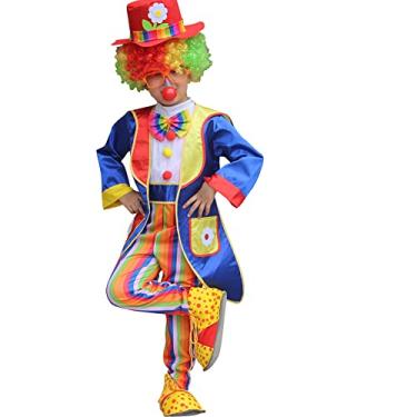 Imagem de IWEMEK Fantasia de palhaço para meninas, meninos, para crianças, engraçada, fantasia de circo, coringa cosplay, vestido de palhaço, com bolinhas, roupas de Halloween, Azul royal, 7-8 Anos