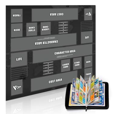 Imagem de Extalas Playmat for One Piece Card Game for Two Players, 24x24 inches, with 4-Pocket Card Binder Set and 400+ Card Capacity (Black)