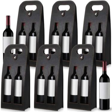 Imagem de FillTouch Bolsa dupla de vinho com janela, bolsa de vinho reutilizável, 2 garrafas, sacos de presente de vinho, champanhe e cerveja para Natal, Dia de Ação de Graças, Dia dos Pais, Aniversário,