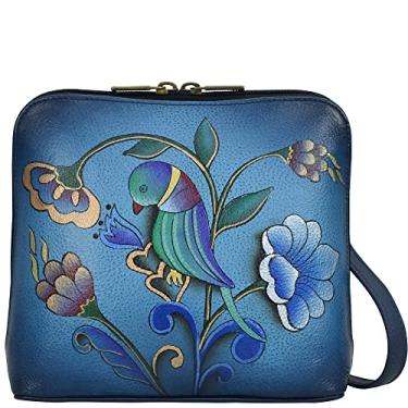 Imagem de Anna by Anuschka Bolsa tiracolo feminina pequena com zíper, Jeans Papagaio Português, One Size