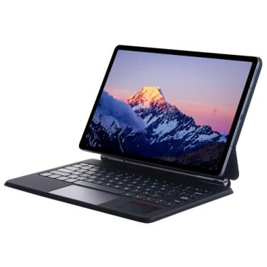 Imagem de DUNNO Capa com teclado para Samsung Galaxy Tab 12,4 polegadas S9+ Plus/S9 FE+/S8+ Plus/S7 FE/S7+ Plus, capa magnética com suporte cantilever flutuante, trackpad multitoque, teclado retroiluminado