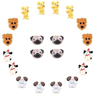 Imagem de SUNNYCLUE 1 caixa 36 peças 6 estilos cabochão cachorro resina animal cabochão plano 3D cabeça de filhote pingentes de geleca colorido mini Golden Retriever Beagle para DIY scrapbooking joias fazendo suprimentos
