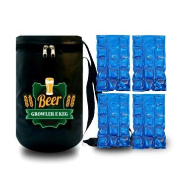 Imagem de Bolsa Térmica para Barril Keg e Growler 5L + 4 Cartelas de gelo em gel