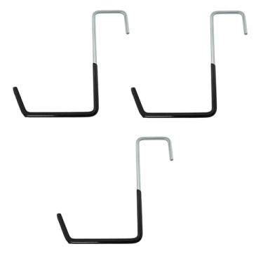 Imagem de Maxmoral 3 peças ganchos pretos de armazenamento de garagem de 19 cm de comprimento, gancho de escada, gancho de armazenamento de bicicleta, gancho de caibro com revestimento antiderrapante,