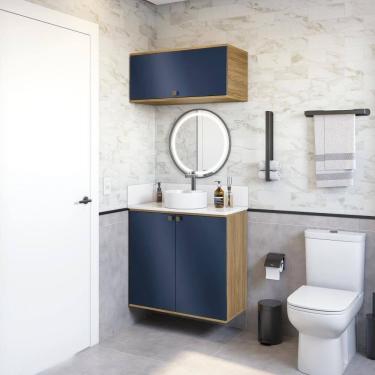 Imagem de Conjunto Para Banheiro Com Basculante Kappesberg Celeste 2 Peças Nogueira/azul 80cm