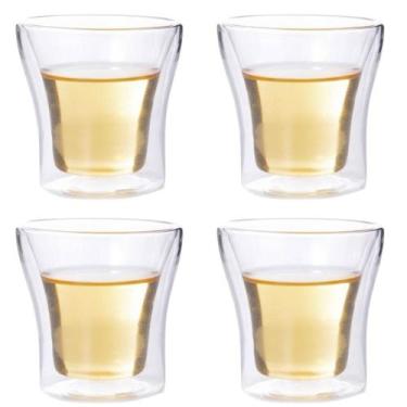 Imagem de Jogo com 4 Copos de Vidro de Paredes Duplas 80ml Café / Shot - Wincy