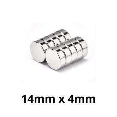 Imagem de Kit 10 Imã Neodímio Disco Magnético N35  14 x 4 mm Super Forte Potente