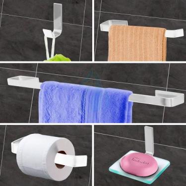 Imagem de Kit Acessórios Para Banheiro Quadrado 5 Peças Cromado Luxo Com Sabonet