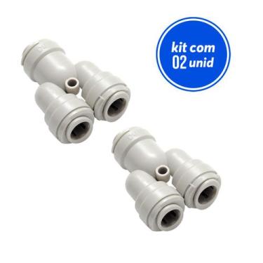 Imagem de kit 2 Engate Rápido Dmfit Y Tubo 3/8 Saída 2 Vias Tubo 3/8