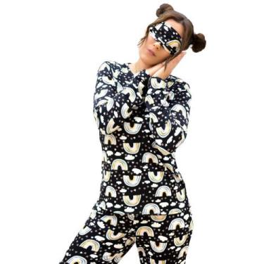 Imagem de Conjunto Pijama Feminino Adulto Inverno Longo Conforto Suede - Bernann