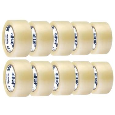 Imagem de Kit 10 Fita Adesiva Durex Larga Transparente 100 mts x 45mm - ALLTAPE