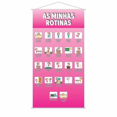 Imagem de Banner Pedagógico Minhas Rotinas para Menina 120x65cm - PlimShop