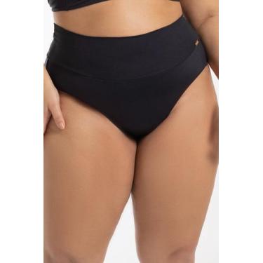 Imagem de Calcinha De Biquíni Cintura Alta Lisa - Cor De Cacau, G, Preto