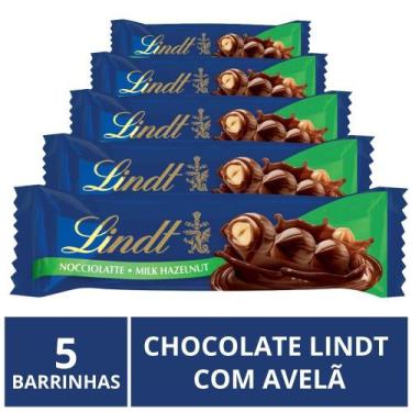 Imagem de Chocolate Lindt Barra, Ao Leite c/ Avelã, 5 Barrinhas de 35g