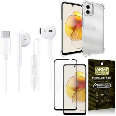 Imagem de Capinha Moto G73 + Fone de Ouvido Tipo C + Película 3D - Armyshield