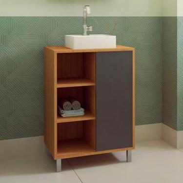 Imagem de Gabinete de Banheiro Julia 1 PT Mel e Grafite - Modern