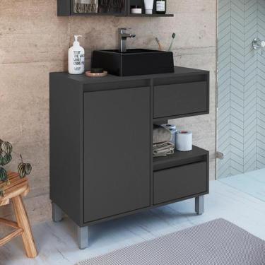 Imagem de Gabinete de Banheiro com Cuba Paula II 1 PT 2 GV Grafite - Modern