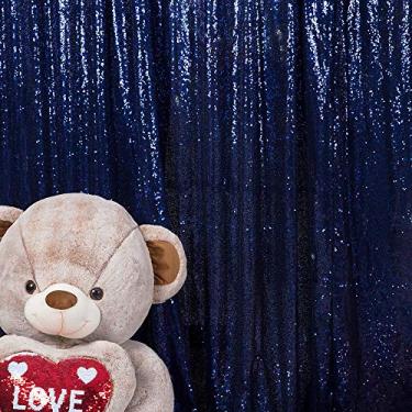Imagem de JYFLZQ Cortina de fundo de lantejoulas azul marinho 1,2 m x 1,8 m 1 painel brilhante para fotografia de fundo com glitter, cenários de cabine de fotos para aniversário, festa de casamento