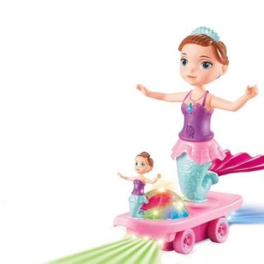 Imagem de Brinquedo Boneca Sereia Mãe E Filha Hoverboard Com Luz E Som - Toy kin