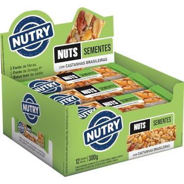 Imagem de Nutry Barra de Castanhas Nuts Sementes 25g - Display Com 12 Unidades - Com Castanhas Brasileiras, Amendôas e Sementes de Gergelim, Linhaça, Girassol e Abóbora
