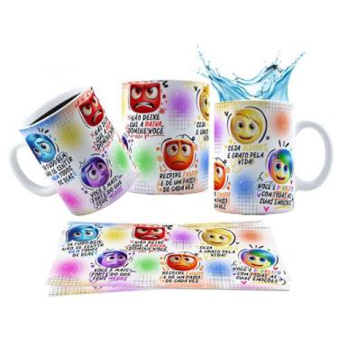 Imagem de Caneca 325ml Divertidamente 2 Frases Emoções Tá tudo bem não - LARANJA