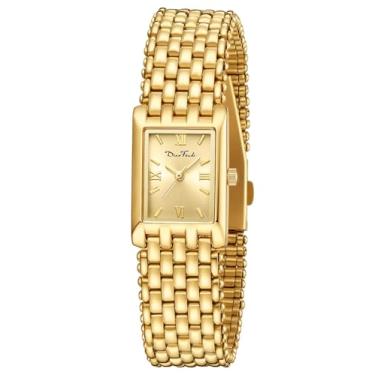 Imagem de Relógios femininos Diaofendi, dourados, luxuosos, movimento de quartzo, pulseira de aço inoxidável, relógio feminino vintage moderno, ferramenta de ajuste de pulseira inclusa, resistente à água, Todo
