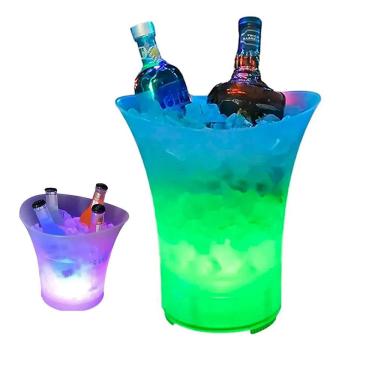 Imagem de Balde de Gelo Caixa de Som Bluetooth 5 Litros Led RGB Speaker Alto Falante Som Festa Reuniao Comemoraçao Lazer Entretenimento Diversao