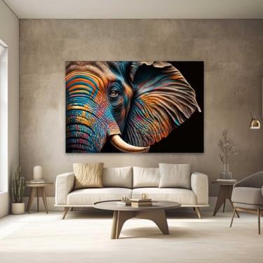 Imagem de Quadros Decorativos para Quarto Sala 130x90 Elefante Indiano Foco Grande Escritório Hall