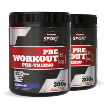 Imagem de KIT2 Pré Treino Creatina Arginina Pote 300g Sabor Blueberry