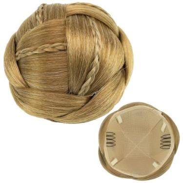 Imagem de IMISSU Cobertura de cabelo trançado chignon dançarina rosquinhas scrunchies mulheres coques de cabelo peruca updo (M1 Mistura de cobre)
