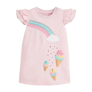 Imagem de Mud Pie Vestido camiseta infantil brilhante para bebês meninas, rosa, 24-3T