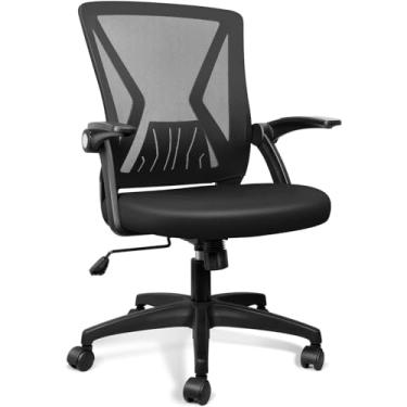 Imagem de TTD Cadeira de escritório ergonômica confortável cadeira de mesa giratória para casa confortável malha preta moderna cadeira de escritório dobrável braços cadeira de computador com suporte lombar