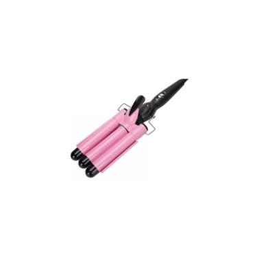 Imagem de Modelador Triplo de Cabelo Cerâmico Ondulado, 3 Barris, Ondas Naturais, Cachos Duradouros, Para Longo e Curto, Temperatura Ajustável 180-210°C, Fácil Uso, Sem Danos, 110-240V