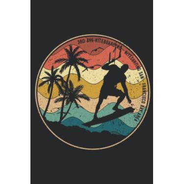Imagem de Vintage 3rd Ave. Kiteboarding Kitesurfing Badge Retro Graphic: Lined Journal Notebook To Do Schedule, Medium 6x9 Inches, 100 Pages, Printed Cover