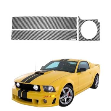 Imagem de IKUESM Compatível com Ford Mustang GT 2005-2009 S197 Acessórios Fibra de carbono Carro Copiloto Painel de instrumentos Guarnição da tampa Vent Decor Frame Stickers(BLACK B)
