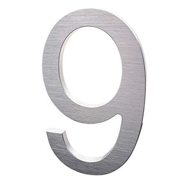 Imagem de BetLight Números de casa modernos de 20 cm - Número de endereço residencial flutuante de alumínio premium com processo de desenho requintado, prata, número 9