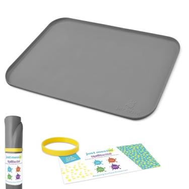Imagem de Just Messin' Tapete de Silicone para Artesanato, Resina, Tinta, Slime e Fabricação de Joias, Protetor de Mesa Multiuso com Laterais Elevadas para Conter A Bagunça, Antiderrapante e (12" X 18", Cinza)