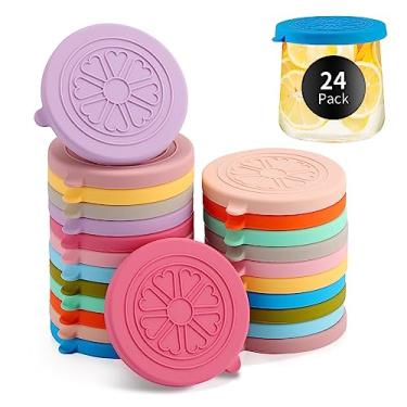 Imagem de VOLCANOES CLUB Oui Yogurt Jar Lids Silicone | 24 Pack Colorful Covers Fit For 5 Oz Oui Yogurt Glass Jars | Perfect For Oui Yogurt Bottle with Label | Lids Only | Food-Grade/Leakproof/Reusable