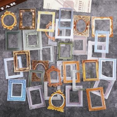 Imagem de Oruola 40 peças de adesivos de diário de lixo, molduras de scrapbook, enfeites de scrapbook, recortes de molduras de janela vintage, papel decorativo para álbum de recortes de fotos, álbum de recortes