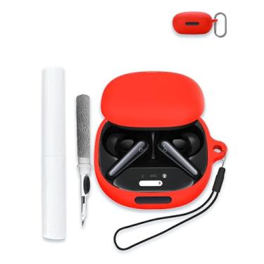 Imagem de Capa para Soundcore Liberty 4 Pro da Anker, fones de ouvido sem fio com cancelamento de ruído, capa protetora de silicone macio WUNIAK portátil resistente a arranhões com kit de limpeza, mosquetão e