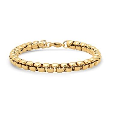 Imagem de Steeltime Colar masculino de aço inoxidável banhado a ouro 18K 61 cm, 24", Banhado a ouro, Sem pedras preciosas