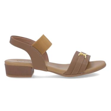 Imagem de Sandália Usaflex Feminina Salto Bloco Baixo Couro Casual AI27013