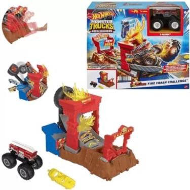 Imagem de Hot Wheels Monster Trucks Pista 5 Alarm Fire Crash HNB90 - Mattel HNB87 Cor:vermelho