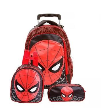 Imagem de Kit Mochila Infantil Rodinha Homem Aranha Spider Man - TOYS 2U