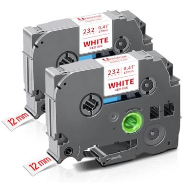 Imagem de Unismar Compatível com Brother TZe-232 Vermelho sobre Branco 12 mm 0,47 Fita de etiqueta laminada para etiquetadora PT-D220 PTD210 PTH110 PTH100 PTD600 PTD200, 1,27 cm x 8 m, pacote com 2