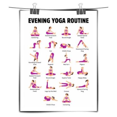 Imagem de IOHRBXT Impressão em tela de rotina de ioga noturna – Arte de parede para decoração de casa para relaxamento e inspiração 30 x 40 cm - sem moldura
