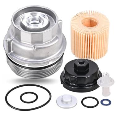 Imagem de 15620-31060 Kit de montagem da tampa do filtro de óleo para Toyota Rav4 Tundra 4Runner Camry Highlander Tacoma Lexus RX350 Filtro de óleo de alumínio com chave de drenagem de substituição 1562031060